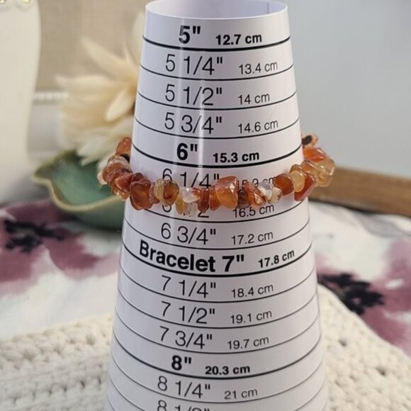 Carnelian Chip Bracelet | Natural Gemstone Stretch Boho Healing Crystal Gift - Picture 6 of 7
